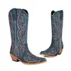 Botas Martin 48 Calle Oeste 40 Estilo Nacional Bordadas de Caña Media Gruesas Comercio Exterior Chino Nuevo Estilo Botas de Jinete Botas Vaqueras Mujer