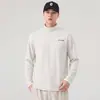 Camiseta de manga larga estilo americano con cuello medio para hombre, corte holgado, nueva 2026 primavera/otoño base de algodón, lana y seda