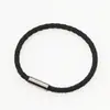 Pulseira de cordão de couro DIY com fecho magnético de aço inoxidável, conector magnético cilíndrico simples, pulseira de presente gravada para casais
