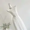 Vestido de Encaje con Tirantes y Dobladillo Amplio para Mujer, Estilo Delicado y Elegante, Nuevo Estilo de Verano, Cintura de Corbata, Delgado, Hada, Vestido Largo