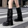 Botas Slouch Estilo Chanel para Mulheres Outono e Inverno 2025 Botas Western Elegantes que Aumentam a Altura Botas Longas Acima do Joelho Botas de Equitação de Cano Alto
