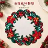 Guirlanda de Natal Jogo Americano Redondo Borda Ondulada Decoração de Mesa Festiva Almofada de Isolamento Térmico Transfronteiriço 35cm