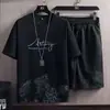 Conjunto de Camisetas de Manga Corta de Verano 2026 para Hombre Tendencia Personalidad Casual Moda Ins Marca Camiseta de Seda Helada de Manga Media Conjunto de Dos Piezas Hombre