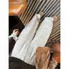 Pantalones Casuales de Lana Espiga Estilo Old Money de Alta Calidad para Mujer, Invierno 2025, Felpa Gruesa, Pantalones Largos Holgados de Pierna Ancha con Caída