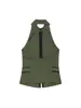 Para Marca Top sin Espalda Moda Estilo Europeo y Americano Transfronterizo Ropa para Mujer Aliexpress Más Vendido Cuello Halter Verde Militar Dulce y Fresco Za