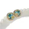 Brincos Acessíveis de Luxo Coreanos Rosa Azul Cristal Zircônia Quadrado Geométrico Pérola Doce Moda High-End Nicho para Mulheres
