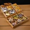 Set Creativo de Vajilla de Nueve Compartimentos para Restaurantes Comerciales de Hot Pot y Barbacoa, Plato con Guarniciones, Bandeja de Bambú, Plato de Exhibición Dividido