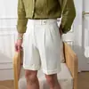 Pantalones Casuales de Verano Estilo Británico Lujo Ligero Estilo Coreano Pantalones Transpirables Nápoles Pantalones Cortos Rectos con Botón París para Hombre