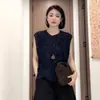 2026 Estilo Coreano Fashionável Temperamento Design Sensação Franja Sem Mangas Camisa Feminina Solta Versátil Chique Pequeno Top Camisa