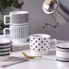 Taza Apilable de Cerámica Estilo Hepburn Nórdico Taza Geométrica Taza de Agua para Oficina Taza de Pareja Taza Creativa para Café Taza de Té