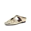 Mules tejidas de estilo francés con punta cerrada para mujer, nueva colección primavera/verano 2026, sandalias planas sin cordones para exteriores con punta cuadrada
