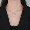 Joias Huabi novas de outono e inverno, diamante de alto carbono, corte flor de gelo, pétala de cobre, pingente de luxo leve, pedra principal feminina 8*8