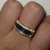 Anillo de Sanjie wish más vendido con zafiro de diamantes completos, cuadrado, chapado en oro de 18 quilates, anillo de diamantes brillantes para hombres y mujeres