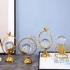 Esfera de Cristal de Lujo Ligero Estilo Europeo Metal Hierro Forma Geométrica Base de Bola de Agua Forma Redonda de Pájaro Decoración para el Hogar