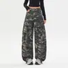 Pantalones Cargo Camuflaje Americanos 2026 con Bolsillos Grandes, Elegantes, Pierna Curva, Holgados, Casuales, Pierna Ancha, Ropa de Trabajo, Camuflaje, Longitud Extendida