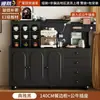 Aparador de Lujo Ligero Estilo Francés de Madera Maciza, Vitrina de Té, Cómoda Negra para Sala de Estar de Apartamento Pequeño, Mesa Auxiliar de Sofá, Armario para Cafetera
