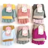 Guantes de Invierno 2026 para Mujer con Tapa Plegable, Engrosados de Mohair, Bloques de Color, Cálidos, para Estudiantes, Escritura, a Prueba de Frío, Venta al por Mayor