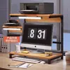 Mesa de computador com luz, monitor, mesa de computador, prateleira de mesa, armazenamento de mesa, suporte para impressora