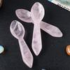 Colher de cristal natural, pedra bruta de cristal rosa, cabo longo, colher de ágata de jade, decoração para casa, escultura