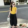 Conjunto de Verano para Niñas 2026 Nuevo Dulce Estilo Coreano Niños Medianos y Grandes Chaleco sin Mangas con Pantalones de Lunares Conjunto