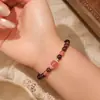 Pulsera de granate natural para mujer, nuevas cuentas de cristal de fresa estilo chino, pulsera de lujo ligero regalo