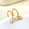 Elegante, Moderno e de Alta Qualidade Clipe de Orelha Borboleta Gota d'Água em Forma de U Cravejado com Zircônia Aço Inoxidável Banhado a Ouro 18K Clipe de Orelha Feminino