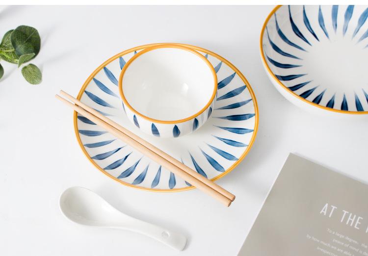 新款日式和风手绘陶瓷碗套装釉下创意礼品家用瓷器汤盘碗餐具定制