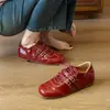 Zapatos de Cuero Estilo Británico para Mujer con Aumento de Altura, Tacón Grueso Versátil, Punta Cuadrada, Doble Hebilla, Cordones, Zapatos Casuales, Zapatillas de Cuero Estilo Ballet