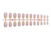 Unhas Postiças de Venda Quente Transfronteiriça em Rosa Nude e Amarelo, Estilo Francês, Simples e Usáveis, com Toque de Luxo, Formato de Feijão, Nail Art, Adesivos para Unhas Postiças Atacado