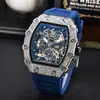 Novo Relógio Richard Mecânico Camadas de Diamante Moda Luxo Leve À Prova D'água Quartzo Calendário Simples Atacado