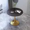 Mesa redonda pequeña de losa de roca de lujo ligero, adecuada para apartamentos pequeños, mesa de comedor, mesa en forma de tulipán para uso doméstico, balcón, dormitorio, mesa auxiliar, mesa redonda