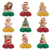 Decoraciones para fiestas temáticas navideñas de productos transfronterizos, abanico de papel de hombre de jengibre, adornos de panal para mesa, hechos a medida