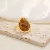 Joyería Transfronteriza Europea y Americana, Anillo Abierto Cuadrado de Piedra Preciosa Degradada Estilo Vintage, Anillo de Ojo de Gato con Diseño Ins