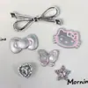 Venta caliente lindos accesorios de gato plateado con lazo accesorios para el cabello zapatos con agujeros pinza para el pelo material DIY al por mayor