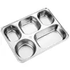 Caja de Almuerzo de Acero Inoxidable 304 de 5 Compartimentos Personalizada para Comercio Exterior Transfronterizo, para Oficinistas y Estudiantes, Caja de Almuerzo de Cafetería, Charola para Comida Rápida