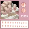 Temperamento White Hill Pattern Blush Shell Nuvens Brilho Fino Nail Art Curto 24 Peças Patch de Unha Usável