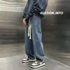 Jeans rectos para hombre, corte holgado, estilo otoñal moderno, pantalones de pierna ancha versátiles, jeans casuales tipo 'dad' para hombres jóvenes