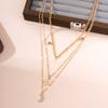 Collar multicapa para mujer con colgante de luna llena de diamantes y estrella de cinco puntas, estilo transfronterizo europeo y americano, para mujer