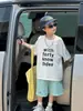Ropa de Verano para Niños, Algodón Puro Delgado de Corte Holgado, Manga Corta, Nuevo Estilo 2026, Ropa Infantil, Tops Casuales Elegantes para Niños Grandes, Ropa de Verano para Niños