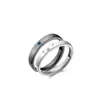 Anillos de Pareja de Plata de Ley Cielo Estrellado Blanco y Negro Anillos de Pareja Story Abiertos Estilo Simple Genial Anillos Personalizados para Relación a Larga Distancia