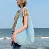 Bolsa de Malha Crochê com Flores Vazadas Estilo Coreano Grande Capacidade Estilo Preguiçoso Bolsa Tecida Estilo Férias de Verão Bolsa de Praia