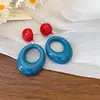 Pendientes Colgantes Ovalados de Resina Aguja de Plata, Pendientes Estilo Vintage de Hong Kong para Mujer, Pendientes Exagerados de Dopamina con un Diseño Único