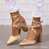 Sandalias de mujer con hebilla y correa en el tobillo, de tacón alto, de talla grande, de comercio exterior, de moda europea y americana, en stock