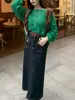 Atuendo de Otoño Moderno Único Hermoso Top de Gama Alta Elegante Juvenil Chic Suéter de Punto Verde para Mujer