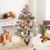 Árvore de Natal flocado terno rosa enfeites de Natal para mesa presente decoração de Árvore de Natal mini Árvore de Natal
