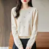Suéter de Punto de Algodón Puro Nuevo Estilo Otoño e Invierno, Engrosado, Holgado, Estilo Coreano Casual, Diseño Sencillo de Ganchillo, Camiseta Básica para Mujer