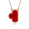 Collar Grande Van Gogh de Nácar Blanco para Mujer, Trébol de Cuatro Hojas, Chapado en Oro de 18K, Versión de Alta Gama, Cadena para Suéter de Nácar Rojo para Mujer, Fabricante