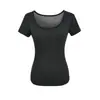 Top de Manga Curta Tencel Sexy com Decote Profundo em U para Garotas da Moda Verão Exposto Clavícula Levemente Transparente Afina a Cintura Camiseta Curta