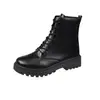 Botas Martin sapatos femininos 2023 novo primavera e outono plano retrô de cadarço curtas bico redondo botas Martin sapatos para todas as estações