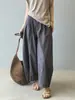 Calça Casual Ampla Estilo Preguiçoso Beishan Tongshu para Mulheres, Calça Cropped Lisa de Verão Solta e Fluida, Calça de Perna Curvada H2533